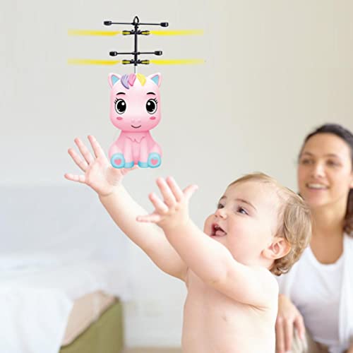 SanCiYu Cartoon Pony Flying Toys, Flying Fairy Drone para niños Control Manual Flying Horse Helicóptero con Luces LED de Colores, Inducción infrarroja Mini Drone operado a Mano