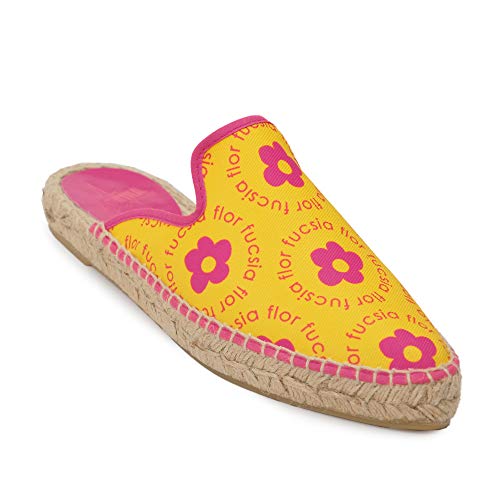 Sandalia Mujer Amarillo Flor Fucsia talla 39 2,15 cms