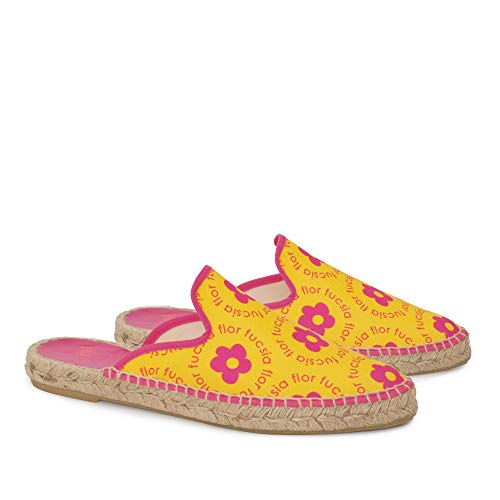 Sandalia Mujer Amarillo Flor Fucsia talla 39 2,15 cms