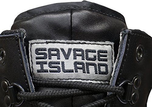 Savage Island Botas Negras Piel Tipo Militar