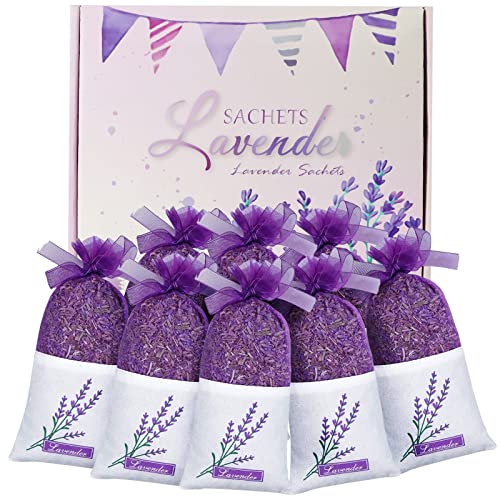 SCENTORINI Set de 8 Bolsitas Perfumadas Lavanda Seca Aromántica Regalo para Festivales Día San Valentín Bautismos Ambientador Armarios Ropa de Bebé