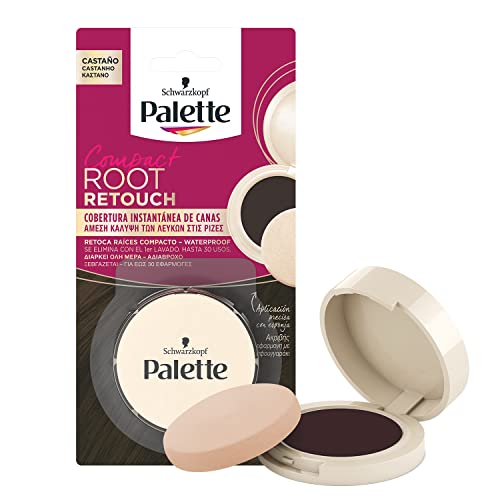 Schwarzkopf Palette Compact Root Retouch ; Retoca Raíces polvo compacto – Castaño – Cubre Canas 1 unidad