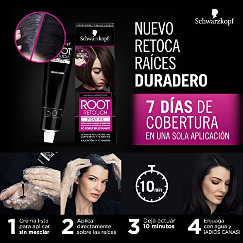 Schwarzkopf Root Retouch - Retoca Raíces duración 7 días, Cubre Canas 7 day fix, Tono Castaño Chocolate