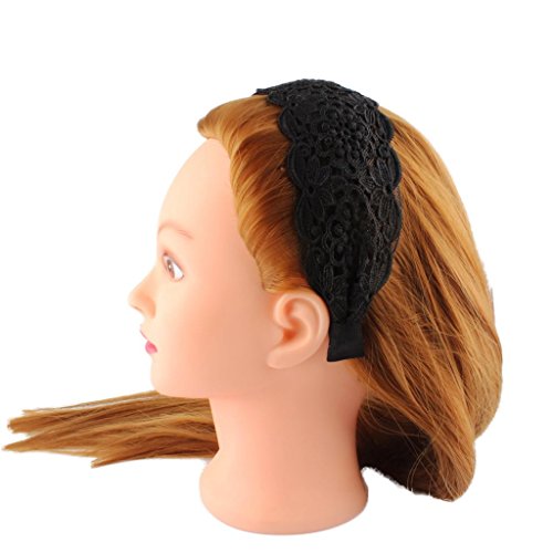 SDENSHI Diadema Ancha para Mujer, Cinta para El Pelo con Encaje de Flores Vintage, Aro para La Cabeza, Banda para El Pelo ALIC - Negro