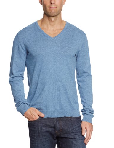 SELECTED HOMME Tower aus Cotton v-Neck Noos F Jersey, Blau (Moonlight Blue Melange), L para Hombre