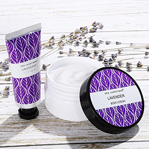 Set de Regalo para Mujer-Spa Luxetique Set de Spa a Lavanda, Caja de Regalo para Ella, Con Crema de Manos, Loción Corporal, Baño de Burbujas, Gel de Ducha, Regalo Original para Mujer