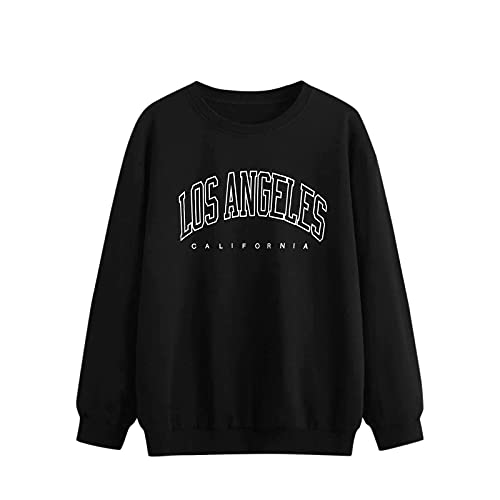 SHOBDW Sudaderas Mujer Talla Grande Manga Larga Chaqueta Deportiva Suéter Inglés Sweatshirt Adolescentes Deportivo Sweatshirt Tops Mujer Liquidación Venta(Negro,L)