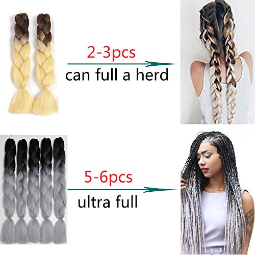 ShowJarlly 5 Piezas Kanekalon Extensiones Pelo Africanas Trenzas, 24" Sintetico Marrón Pelo Trenzas Africanas Extensiones de Trenzado de Cabello Para Ganchillo Trenzado de Extensiones 4#