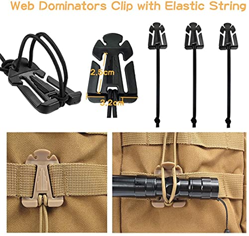 Simorce 34 Piezas Molle Accesorios multifunción Tactical Bag Clip Molle mosquetón, Correas Molle Keychain Clip Molle Strap Attachments para Mochilas tácticas (Negro) (34negro)