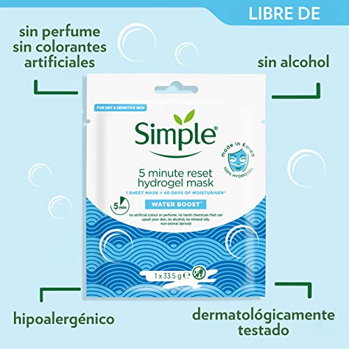 Simple Mascarilla Facial Hidrogel - Water Boost 5 Minutos