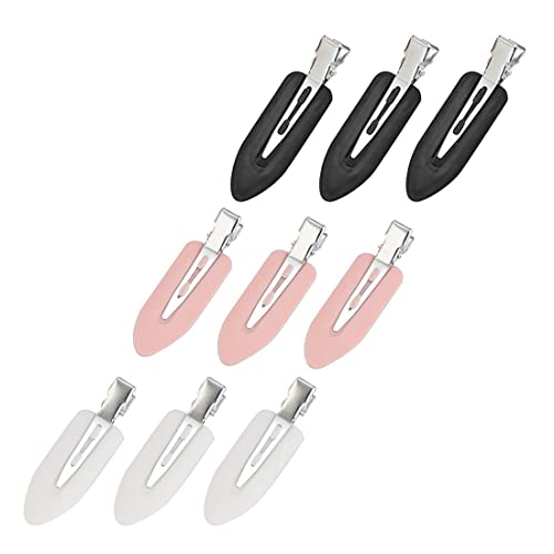 SIOPPKIK Pinzas para el Pelo sin Doblar Clips 9 Piezas, Sin Dobleces, Sin Marcas, Sin Arrugas, Herramienta de Clips de Peinado(Negro, Blanco, Rosa)