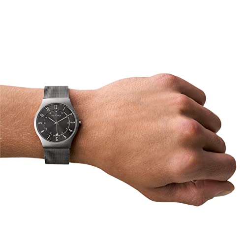 Skagen Sundby para hombre, reloj de acero inoxidable con fecha de tres manecillas