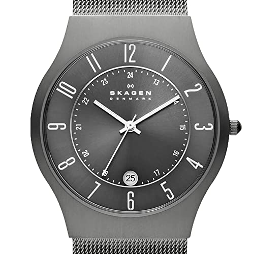 Skagen Sundby para hombre, reloj de acero inoxidable con fecha de tres manecillas