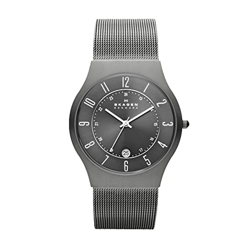 Skagen Sundby para hombre, reloj de acero inoxidable con fecha de tres manecillas