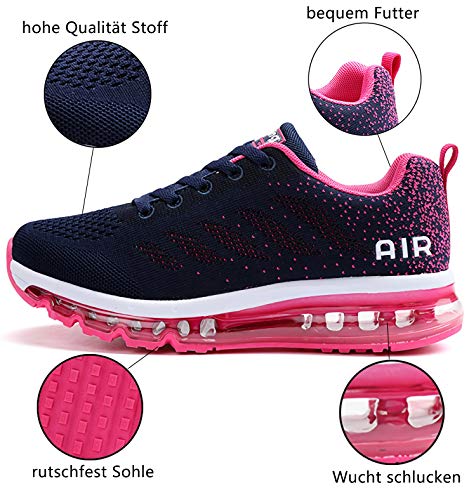 Smarten Zapatillas de Running Hombre Mujer Air Correr Deportes Calzado Verano Comodos Zapatillas Sport Blue Red 37 EU