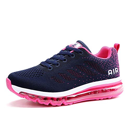 Smarten Zapatillas de Running Hombre Mujer Air Correr Deportes Calzado Verano Comodos Zapatillas Sport Blue Red 37 EU