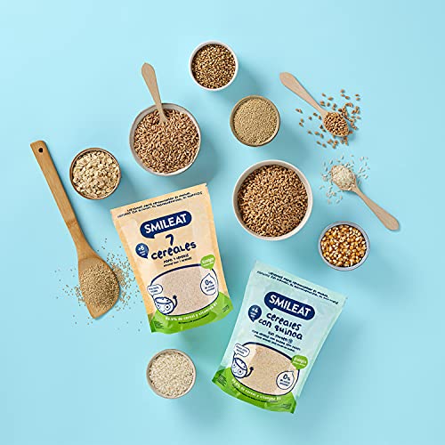 Smileat - Papilla Ecológica 7 Cereales, Ingredientes Naturales - A Partir de los 6 Meses - 200g