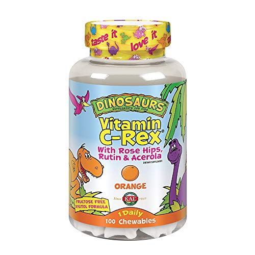 Solaray Dinosaurus Rex Vitamina C, Sabor Naranja, 100 Gominales