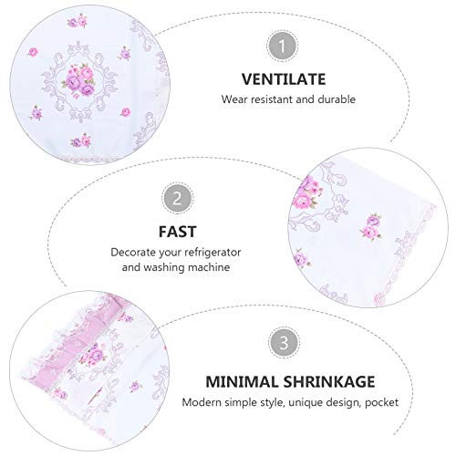 SOLUSTRE Lavadora Cubierta de Polvo Flor de Jazmín Refrigerador Cubierta de Encaje Aparato de Cocina Cubierta Decorativa con Bolsillo de Almacenamiento Lateral 130X50cm
