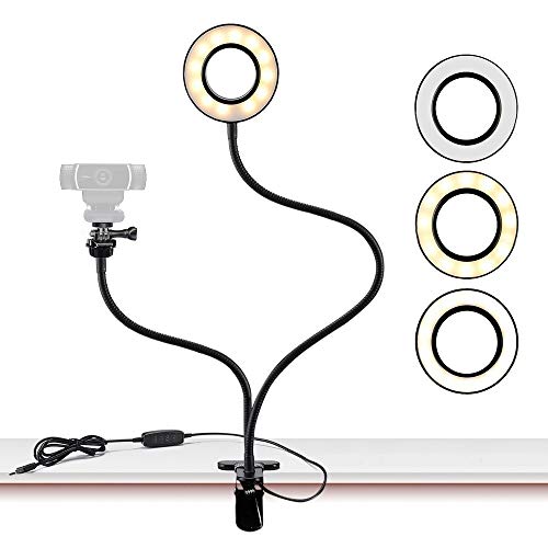 Soporte de luz para cámara Web Live Stream, Anillo Selfie con Soporte para cámara Web para Logitech C925e, C922x, C930e, C922,C930, C920, C615, Brio 4K