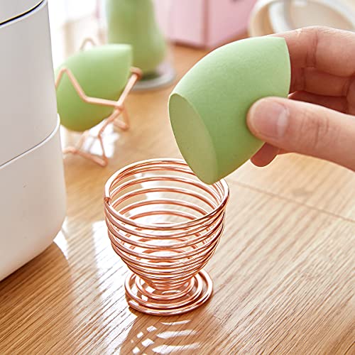 Soporte Esponja Maquillaje,CHENKEEE 4 Piezas Sponja Maquillaje Beauty Blender Portable Polvo Puff Soporte Beauty Herramienta Exhibición Cosméticos Apto para Uso Familiar (Oro Rosa)