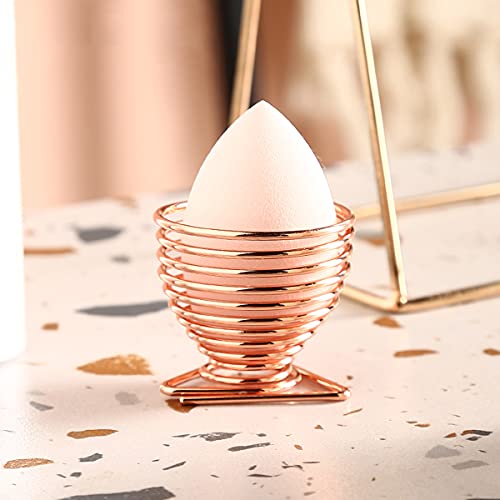 Soporte Esponja Maquillaje,CHENKEEE 4 Piezas Sponja Maquillaje Beauty Blender Portable Polvo Puff Soporte Beauty Herramienta Exhibición Cosméticos Apto para Uso Familiar (Oro Rosa)