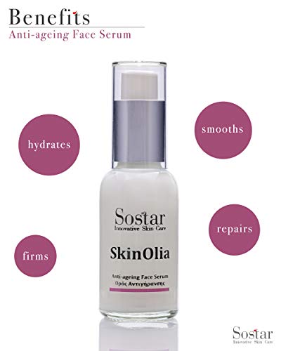 Sostar Serum para rostro y ojos, suero antiarrugas con masilla orgánica griega y aceite de oliva, potentes antioxidantes naturales, apto para todo tipo de piel madura