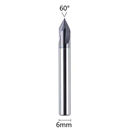 SpeTool CNC Fresa de Ranuras en V de 60 grados Fresa para Madera Vástago de 6 mm 3-Flauta Molino de Extremo de Chaflán Broca de Carburo de Tungsteno Recubierto de TiAlN