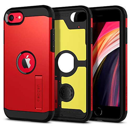 Spigen Funda Tough Armor Compatible con iPhone SE 2020 - Rojo