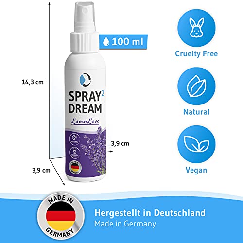 SPRAY2DREAM Lavenlove Spray para conciliar el sueño | Spray para dormir con aceite esencial de lavanda | Aromaterapia para relajarse | Pulverizador para la almohada - 100ml