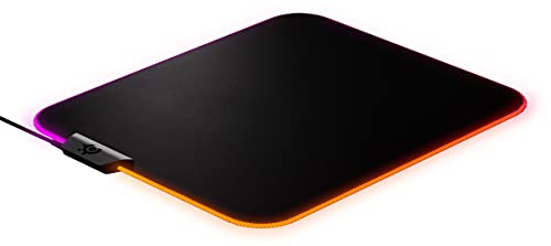 SteelSeries QcK Prism - Alfombrilla de ratón para juegos - Iluminación RGB de 2 zonas - Iluminación de eventos en tiempo real - Optimizada para sensores de juego - Tamaño M (320mm x 270mm x 2mm)