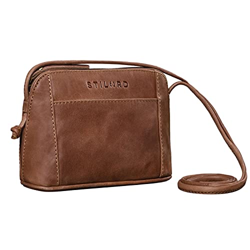 STILORD 'Mariella' Bolso Bandolera Mujer Piel Vintage Mini Bolso de Mano para Damas Bolso de Hombro Pequeño para Shopping Salir Bolso Diario de Auténtico Cuero, Color:Messina - marrón