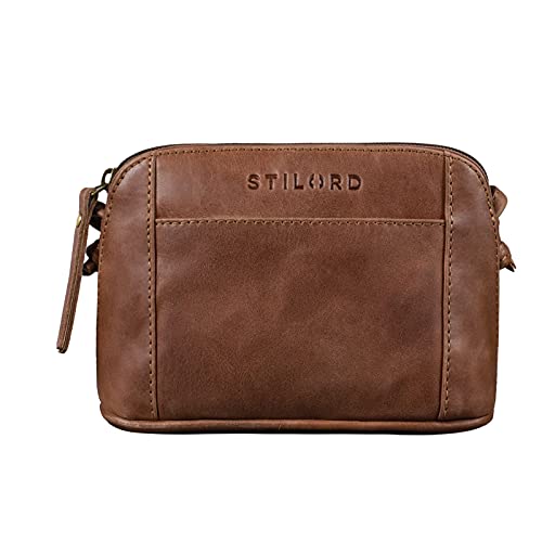 STILORD 'Mariella' Bolso Bandolera Mujer Piel Vintage Mini Bolso de Mano para Damas Bolso de Hombro Pequeño para Shopping Salir Bolso Diario de Auténtico Cuero, Color:Messina - marrón