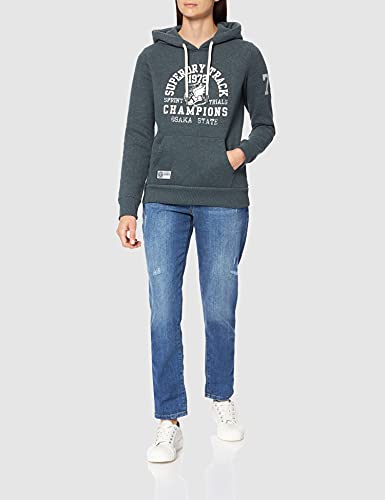 Superdry T&F Hood Sudadera con Capucha, Pine Marl, L para Mujer