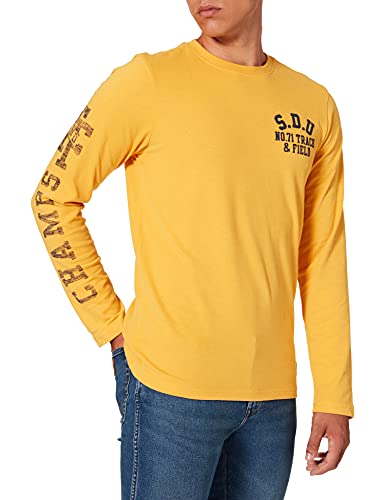 Superdry T&F Ls Top, Camiseta Hombre, Amarillo (Tumeric Marl), L