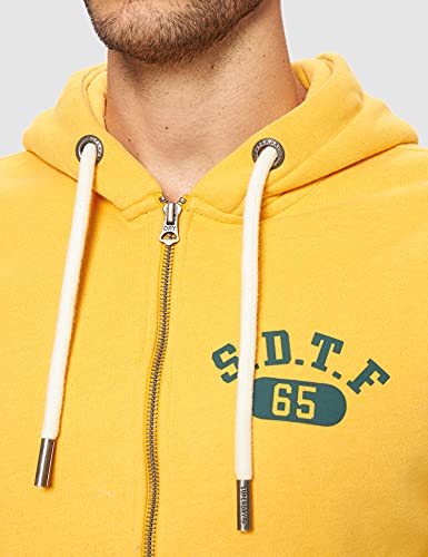 Superdry T&F ZIPHOOD, Sudadera Con Capucha Hombre, Amarillo (Tumeric Marl), L