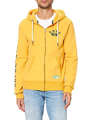 Superdry T&F ZIPHOOD, Sudadera Con Capucha Hombre, Amarillo (Tumeric Marl), L