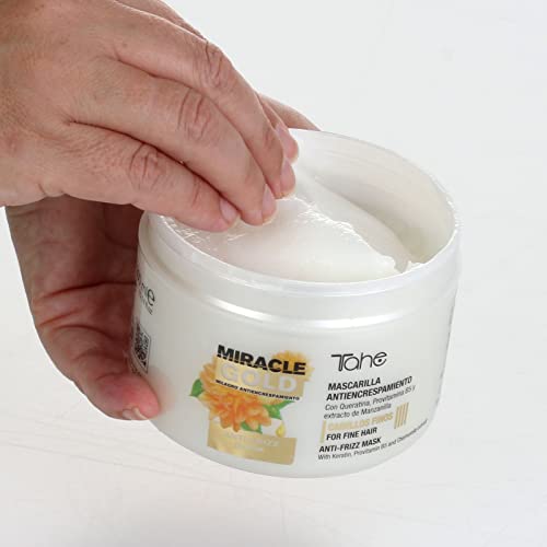 Tahe Miracle Gold Mascarilla Antiencrespamiento para Cabellos Finos, 300 ml