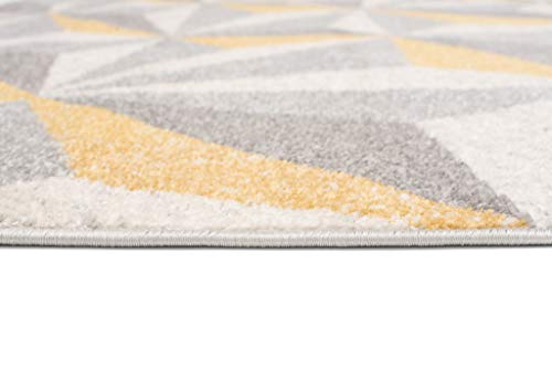 TAPISO Cosmo Alfombra de Salón Comedor Juvenil Diseño Moderno Amarillo Gris Crema Geométrico Mosaico Suave 140 x 200 cm