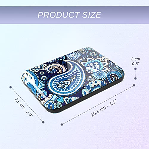 Tarjetero Mujer Hombre para Tarjetas Aluminio RFID Bloqueo Protector de Tarjetas Anti fraude Anti contactless Gran Capacidad Azul