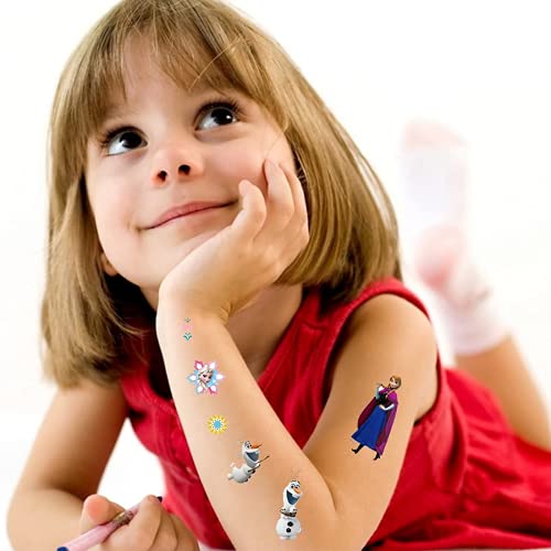 Tatuajes temporales de Frozen para niños, 8 hojas Pegatina de Frozen para tatuajes temporales falsos a prueba de agua para niños y niñas Bolsas de fiesta de cumpleaños para niños …