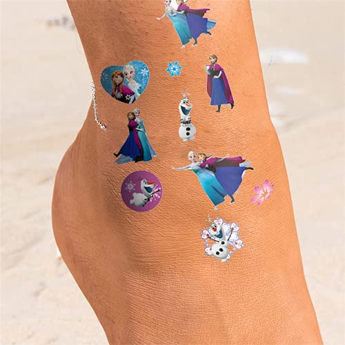 Tatuajes temporales de Frozen para niños, 8 hojas Pegatina de Frozen para tatuajes temporales falsos a prueba de agua para niños y niñas Bolsas de fiesta de cumpleaños para niños …