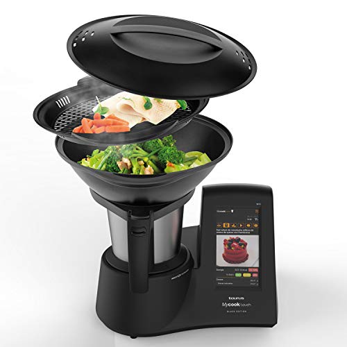 Taurus Mycook Touch Black Edition - Robot de Cocina con wifi, 1600W, 2L, hasta 140º, multifunción, miles de recetas gratuitas e ilimitadas, app mycook, conectividad con tu smartphone, Vaporera, Negro