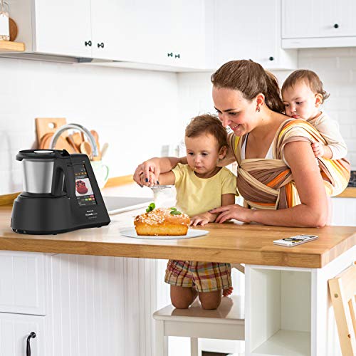 Taurus Mycook Touch Black Edition - Robot de Cocina con wifi, 1600W, 2L, hasta 140º, multifunción, miles de recetas gratuitas e ilimitadas, app mycook, conectividad con tu smartphone, Vaporera, Negro