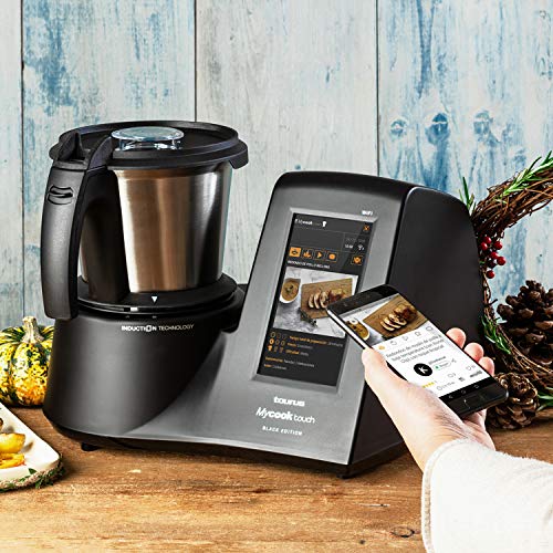 Taurus Mycook Touch Black Edition - Robot de Cocina con wifi, 1600W, 2L, hasta 140º, multifunción, miles de recetas gratuitas e ilimitadas, app mycook, conectividad con tu smartphone, Vaporera, Negro