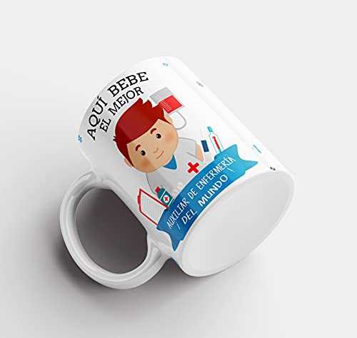 Taza Auxiliar Enfermeria Hombre Personalizada con Nombre | Taza Personalizada Auxiliar Enfermeria con Nombre | Taza Cafe Auxiliar Enfermeria Personalizada | Taza Frase Bonita Regalo Original