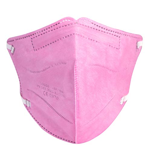 TBOC Mascarillas FFP2 [Pack 10 Unidades] Máscaras [Talla Pequeña] Desechables [Rosa] 5 Capas [No Reutilizables] Transpirables Plegables con Pinza Nasal [Certificadas y Homologadas]