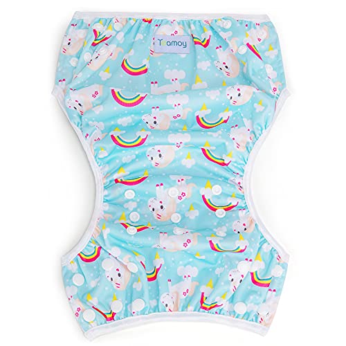 Teamoy pañals nadar lavables(paquete de 2), reutilizables pañales para baño pañales de natación para bebés niño, Unicornio rosa + unicornio azul