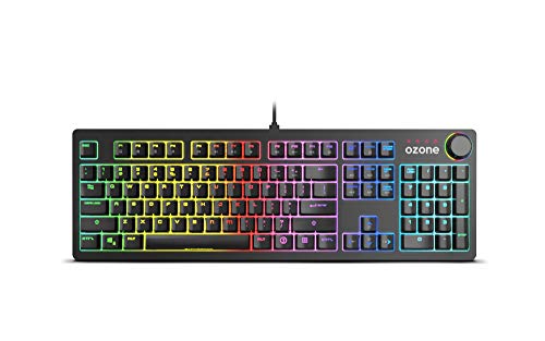 Teclado Gaming Ozone Strikeback - Teclado Mecanico - Switches Mecánicos Kail Red, Iluminacion LED RGB Spectra, 18 Modos de Illuminación, Modo Gaming, Silencioso, Software, Numerico, Layout Español