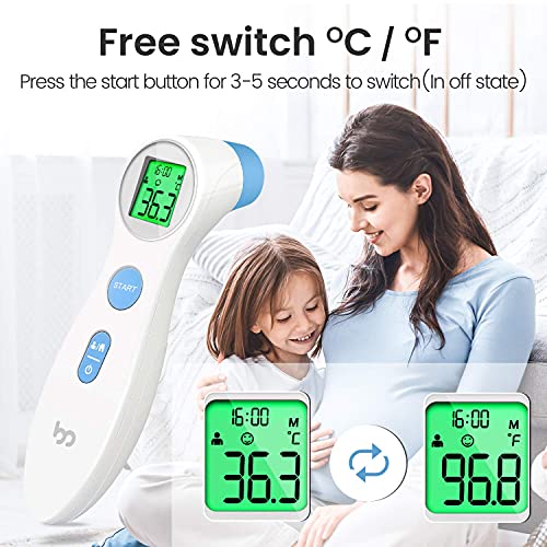 Termómetro de Frente, Femometer Médico Termómetros, Medir de Forma Instantánea y Precisa la con Pantalla Digital para Bebés, Niños, Adultos